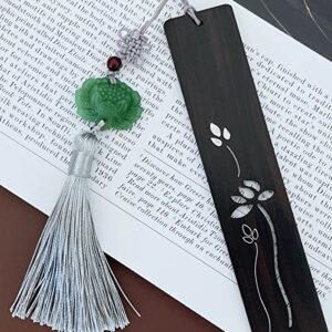 allydrew Sandalwood Bookmark with Pendant Tassel for Book Lovers an Readers, Water Lily