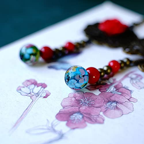 YIRUZWRD Classic Metal Bookmark Rose Flower Butterfly Design Bead Pendant Beading Bookmark