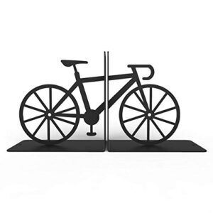 bookends bicycle, bookends for shelves, book ends for office, modern bookends for desk and bookshelves, metal bookends, heavy duty metal black bookend support, creative book ends.