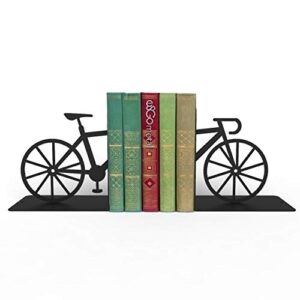 Bookends Bicycle, Bookends for Shelves, Book Ends for Office, Modern Bookends for Desk and Bookshelves, Metal bookends, Heavy Duty Metal Black Bookend Support, Creative Book Ends.