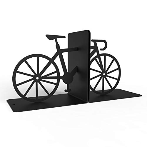 Bookends Bicycle, Bookends for Shelves, Book Ends for Office, Modern Bookends for Desk and Bookshelves, Metal bookends, Heavy Duty Metal Black Bookend Support, Creative Book Ends.