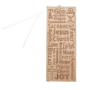 roman god holy spirit prayer natural brown 5 x 2 wood first communion bookmark