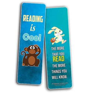 Creanoso Inspiring Bookmarks for Kids (12-Pack) - Animal Theme Reading Bookmarker Cards - Stocking Stuffers Gift for Kids, Children, Boys & Girls – Teacher and Classroom Rewards – School Gifts Set