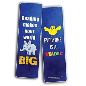 Creanoso Inspiring Bookmarks for Kids (12-Pack) - Animal Theme Reading Bookmarker Cards - Stocking Stuffers Gift for Kids, Children, Boys & Girls – Teacher and Classroom Rewards – School Gifts Set