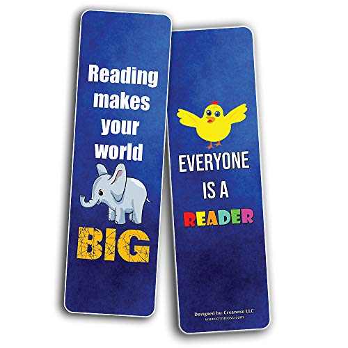 Creanoso Inspiring Bookmarks for Kids (12-Pack) - Animal Theme Reading Bookmarker Cards - Stocking Stuffers Gift for Kids, Children, Boys & Girls – Teacher and Classroom Rewards – School Gifts Set