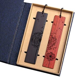 cairac dandelion natural wood bookmarks gift box set, wood bookmark for men women book lovers, ideal gift for birthday present, teachers, students