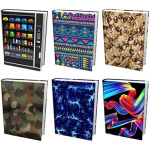 easy apply, reusable book covers 6 pk. best jumbo 9×11 textbook jacket for back to school. stretchable to fit most medium hardcover books. perfect fun, washable designs for girls, boys, kids and teens