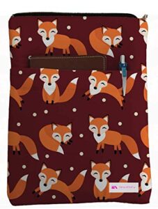 cute foxes book sleeve – book cover for hardcover and paperback – book lover gift – notebooks and pens not included