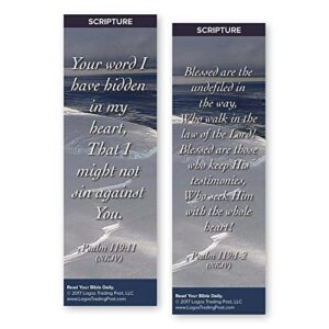 christian bookmark with bible verse, pack of 25, scripture themed, your word i have hidden in my heart, psalm 119:11