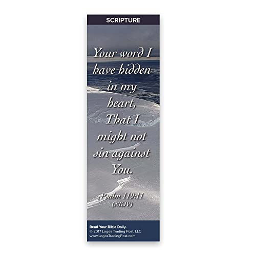 Christian Bookmark with Bible Verse, Pack of 25, Scripture Themed, Your Word I Have Hidden in My Heart, Psalm 119:11