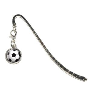 soccer ball sporting goods sportsball metal bookmark page marker with charm