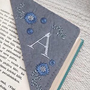 personalized hand embroidered corner bookmark, 26 letters cute flower embroidered corner bookmark embroidery book marker clip for book lovers bookmarks for reading lovers meaningful gift