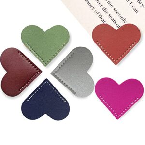 leather heart bookmark, 6 pcs corner page book marks for women, kids, cute bookmarks for women, handmade book accessories for reading lovers, bookworms’ gifts (a-6pc)