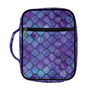 howilath purple dragon scales print bible cover portable carrying book case bible book covers for women men, church bag bible case organizers with handle zipper pockets