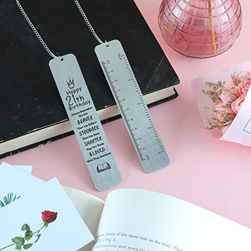 21 Year Old 21st Birthday Gifts for Sister Daughter Granddaughter Niece Book Lovers Readers Metal Bookmarks for Christmas Graduation Thanksgiving