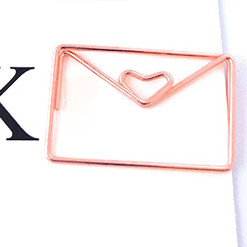 Operitacx 12pcs Cartoon Metal Binder Home Envelope Organizer Office Clip Bookmark Paper Kids Clamps Rose Gold Shape Creative for Adorable Document Gift Photo Holder File