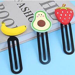 Fruit Bookmarks, Fruit Marks Bookmarks 3D Cartoon Cute Funny Bookmarks Unique Bookmarks for Kids Boys Girls (Avocado + Strawberry + Pineapple)