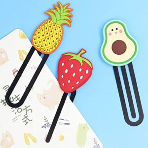 Fruit Bookmarks, Fruit Marks Bookmarks 3D Cartoon Cute Funny Bookmarks Unique Bookmarks for Kids Boys Girls (Avocado + Strawberry + Pineapple)