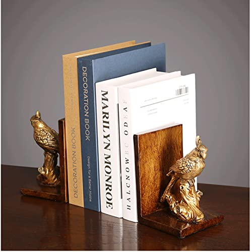 Sujetalibros Resin Vertical Parrot Bookends Heavy Duty Book Ends Durable Dividers Unique Desgin for The Library Office 1 Pair Book Stoppers