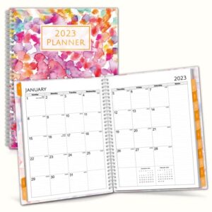 cranbury 2023 planner weekly monthly (8.5×11″, watercolor), 2023 large planner book, big agenda 8 1/2 x 11, 2023 calendar planner, monthly tabs, bookmark, notes, stickers