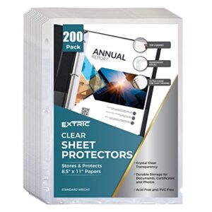 sheet protectors | 200 pack page protectors – sheet protectors for 3 ring binder, 8.5” x 11”