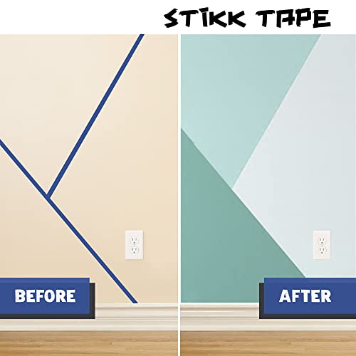 3 Pack 1/4" inch x 60yd STIKK Blue Painters Tape 14 Day Easy Removal Trim Edge Thin Narrow Finishing Masking Tape (.25 in 6MM)