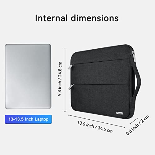 V Voova 13 13.3 14 Inch Laptop Sleeve Carrying Case Compatible with MacBook Air,MacBook Pro 14/M1,13.5" Surface Book 3/Laptop 4,HP Envy 13,Chromebook,Slim Computer Bag Cover with Handle,Black