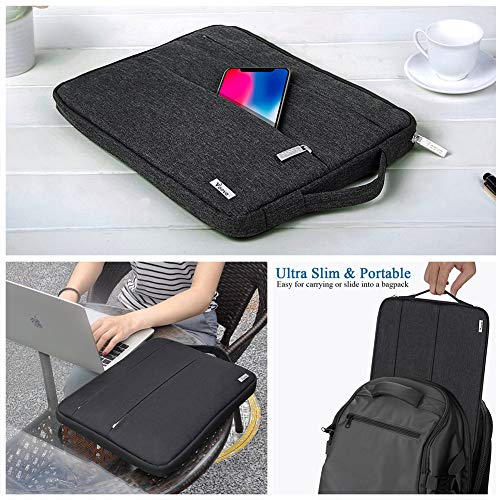 V Voova 13 13.3 14 Inch Laptop Sleeve Carrying Case Compatible with MacBook Air,MacBook Pro 14/M1,13.5" Surface Book 3/Laptop 4,HP Envy 13,Chromebook,Slim Computer Bag Cover with Handle,Black