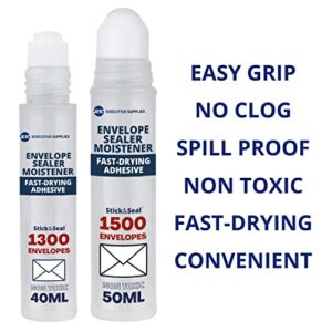 Envelope Moistener Sealer with Adhesive,dab n Seal, Stamp and Letter Glue licker, Fast Drying, Non Toxic, Squeezable Sealer-Ideal for envelopes,Stamps,Letters. 2 Pack, by Executive Supplies