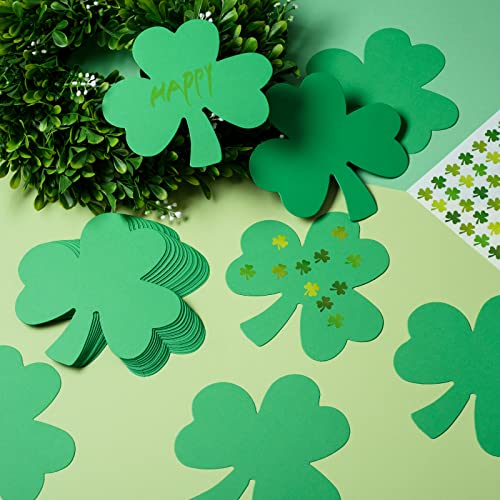 144 Pcs Shamrock Cutouts Paper Shamrocks Large Shamrock Shapes Paper Shamrock Shape Die Cuts for St Patricks Day Party Craft, Kid's School Craft Projects, Bulletin Board Decor, Green