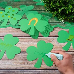 144 Pcs Shamrock Cutouts Paper Shamrocks Large Shamrock Shapes Paper Shamrock Shape Die Cuts for St Patricks Day Party Craft, Kid's School Craft Projects, Bulletin Board Decor, Green