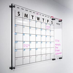 acrylic dry erase calendar for wall 23”x16“ clear acrylic wall calendar white board calendar home office calendar