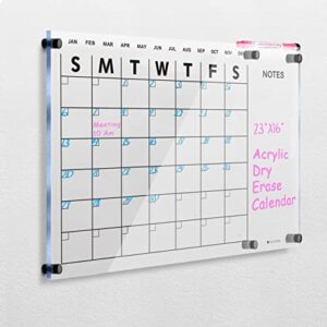 Acrylic Dry Erase Calendar for Wall 23”x16“ Clear Acrylic Wall Calendar White Board Calendar Home Office Calendar