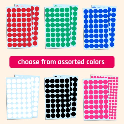 2000 Pack, 3/4" Round Colored Dot Stickers Labels - 10 Assorted Colors