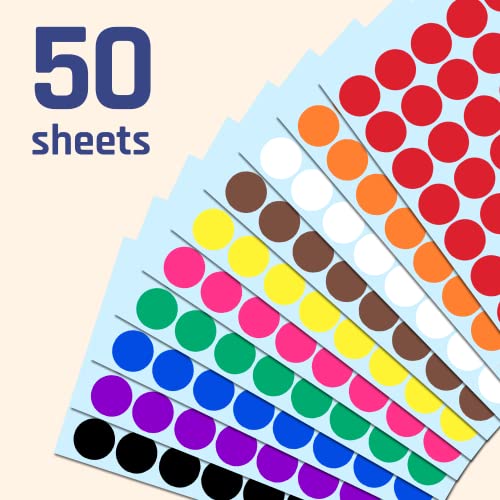 2000 Pack, 3/4" Round Colored Dot Stickers Labels - 10 Assorted Colors