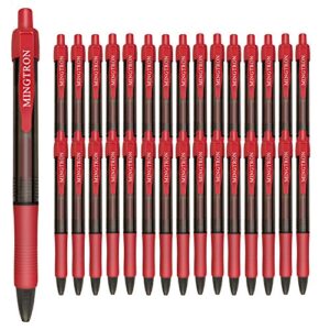 mingtron gel pens, 30 pack red pens fine point, no smear ink pens for left hand, click pens bulk, retractable rollerball pens for smooth writing, 0.5mm, red ink