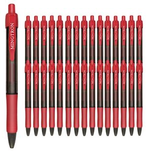 mingtron Gel pens, 30 Pack Red Pens Fine Point, No Smear Ink Pens for Left Hand, Click Pens Bulk, Retractable Rollerball Pens for Smooth Writing, 0.5MM, Red Ink