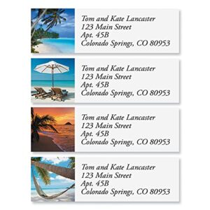 tropical harmony personalized return address labels – 8 designs, set of 240, small. self-adhesive, flat-sheet labels, by colorful images