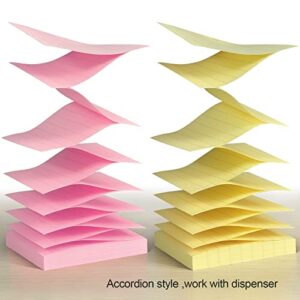 Pop Up Sticky Notes Lined 3x3 inch , Easy to Post Sticky Notes with Lines, 600 Sheet Sticky Notes Pop up Refill Pink Purple Blue Yellow Green Orange Color, Office Accessories