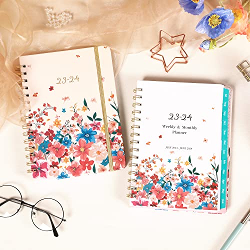 Planner 2023-2024 - 2023-2024 Planner, July 2023 - June 2024, Weekly & Monthly Planner 2023-2024 with Monthly Tabs, 6.4" x 8.5", Inner Pocket, Thick Paper, Colorful Flower