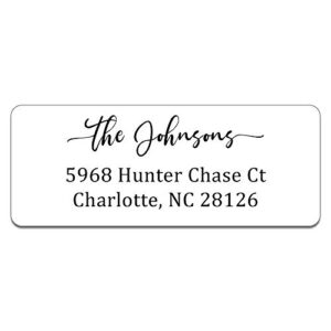 personalized return address labels simple – set of 240 elegant custom mailing labels for envelopes, self adhesive flat sheet rectangle personalized name stickers (white)