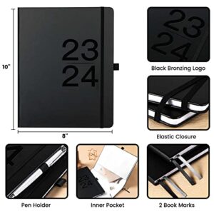 Planner 2023-2024 - July 2023-June 2024, 2023-2024 Weekly & Monthly Planner, 8" x 10", Academic Planner 2023-2024 with Note Page for Each Week, Hardcover, Pen Loop, Elastic Band, Inner Pocket - Black