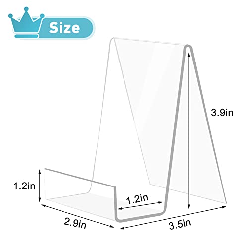 trophable 6 Pack Acrylic Book Stand Clear Book Display Easel Holder for Displaying Tablets,Newspaper, Magazines, Notebooks,Textbooks CDs, etc.(Clear-Small)