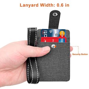 Life-Mate Badge Holder - Leather ID Card Holder Wallet Case with 3 Cards Slot and Neck Lanyard/Strap. Additional Retractable Badge Reel with Belt Clip (Black, Linen Finish)