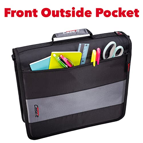 Case-It The Classic Zipper Binder - 2 Inch O-Rings - Multiple Pockets - 800 Sheet Capacity - Comes with Shoulder Strap - Deep Purple D-251