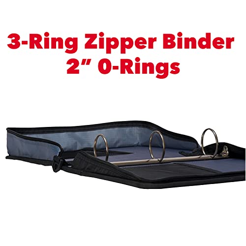 Case-It The Classic Zipper Binder - 2 Inch O-Rings - Multiple Pockets - 800 Sheet Capacity - Comes with Shoulder Strap - Deep Purple D-251