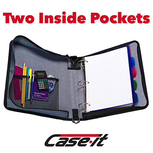 Case-It The Classic Zipper Binder - 2 Inch O-Rings - Multiple Pockets - 800 Sheet Capacity - Comes with Shoulder Strap - Deep Purple D-251