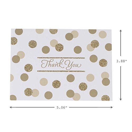 Hallmark Thank You Cards, Gold Foil and Glitter Dots (40 Thank You Notes with Envelopes for Wedding, Bridal Shower, Baby Shower, Graduation)