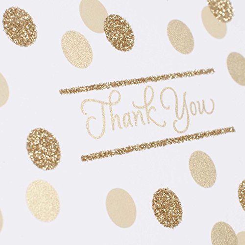 Hallmark Thank You Cards, Gold Foil and Glitter Dots (40 Thank You Notes with Envelopes for Wedding, Bridal Shower, Baby Shower, Graduation)