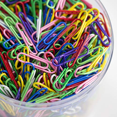 Officemate Vinyl Coated #2 Paper Clips, Assorted Colors, Tub of 1000 (97634)